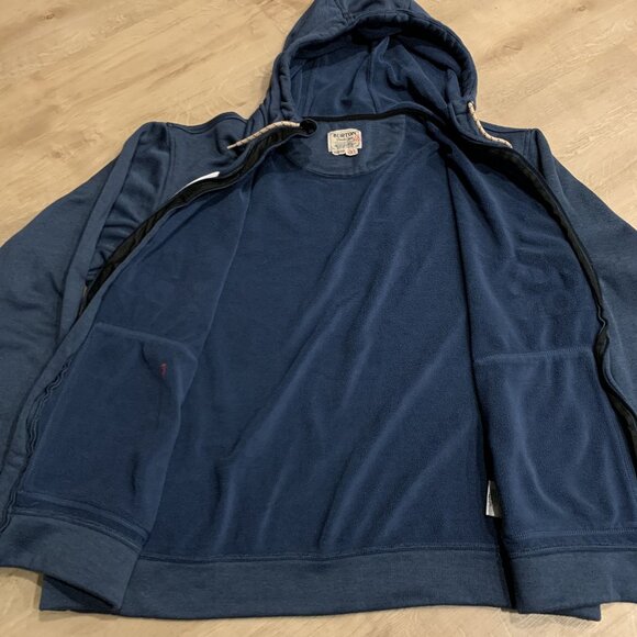 Burton Durable Goods Snowboards Full Zip Up DryRide Hoodie Men's XXL Navy Blue - Picture 4 of 8